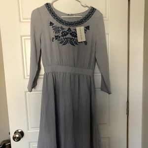 Shop Stevie Midi Embroidered Dress